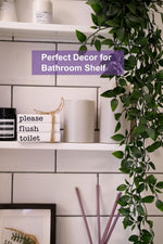 LIVDUCOT Farmhouse Mini Bathroom Sign displayed on a shelf