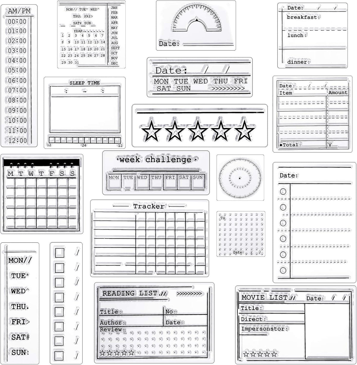 Zonon journal stamps front view packaging and sheets