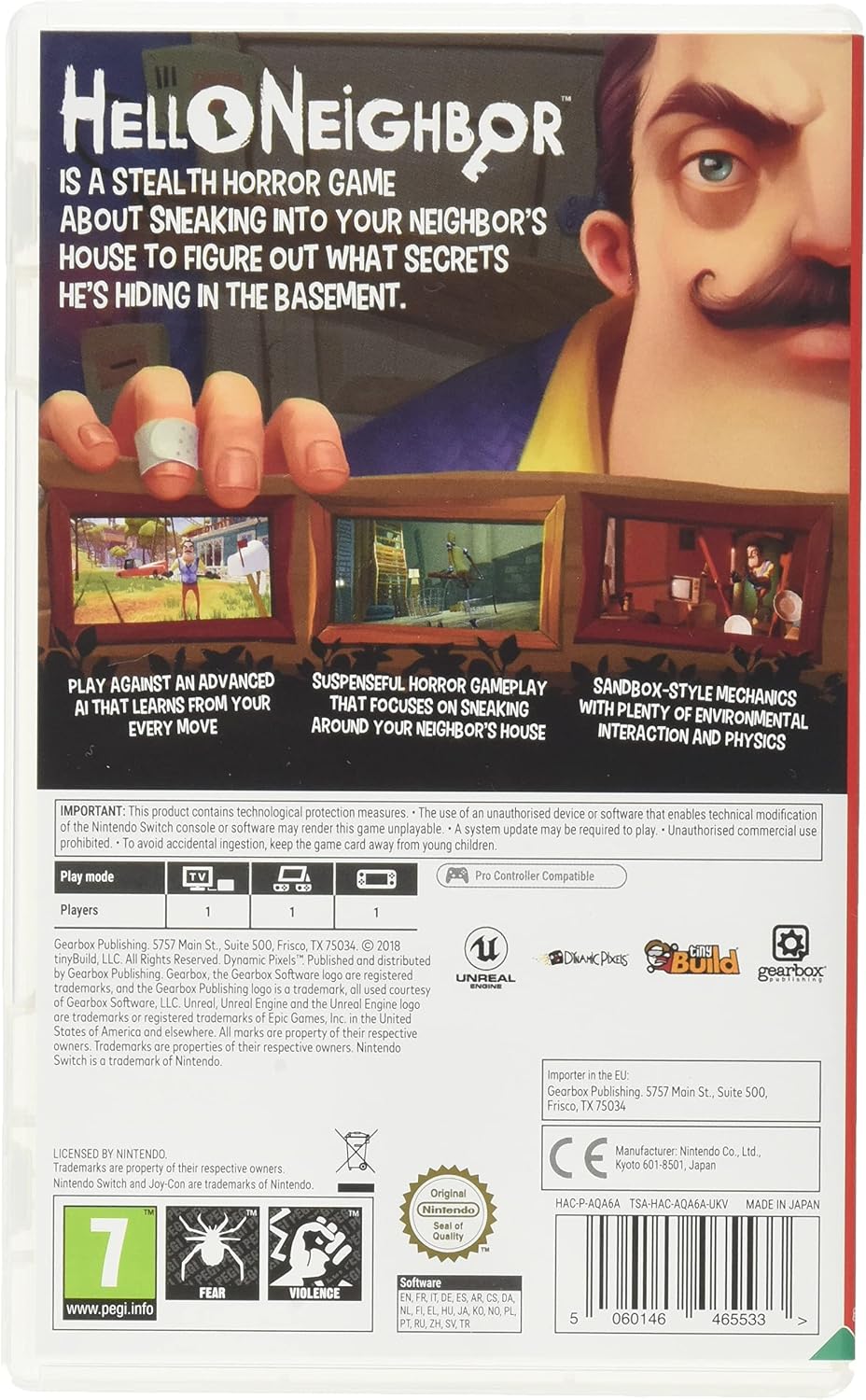 Hello Neighbor Nintendo Switch game cartridge physical media
