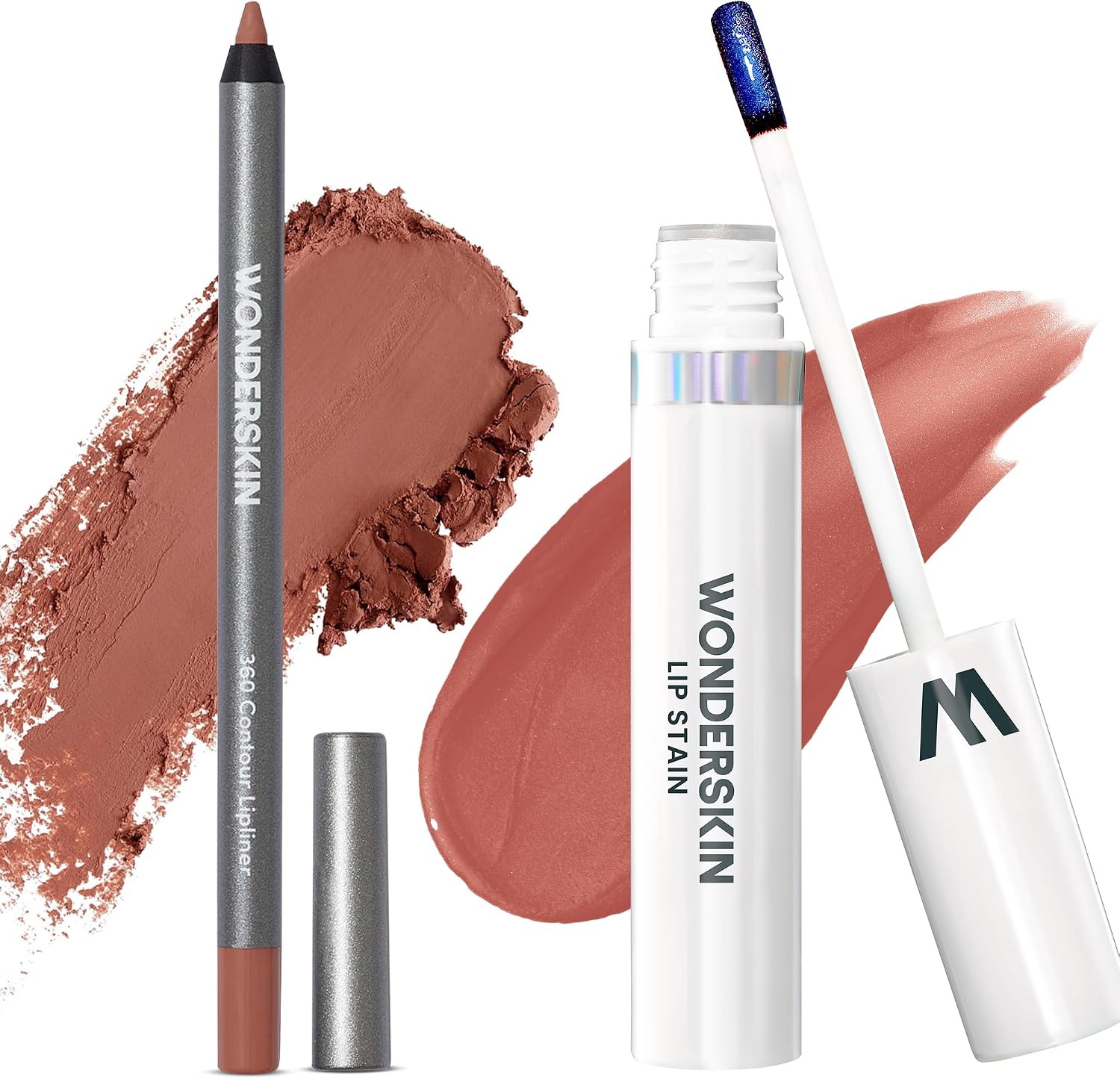 Wonderskin Wonderblading Lip Stain Peel Off Masque Lovely with Saddle Lipliner front view packaging
