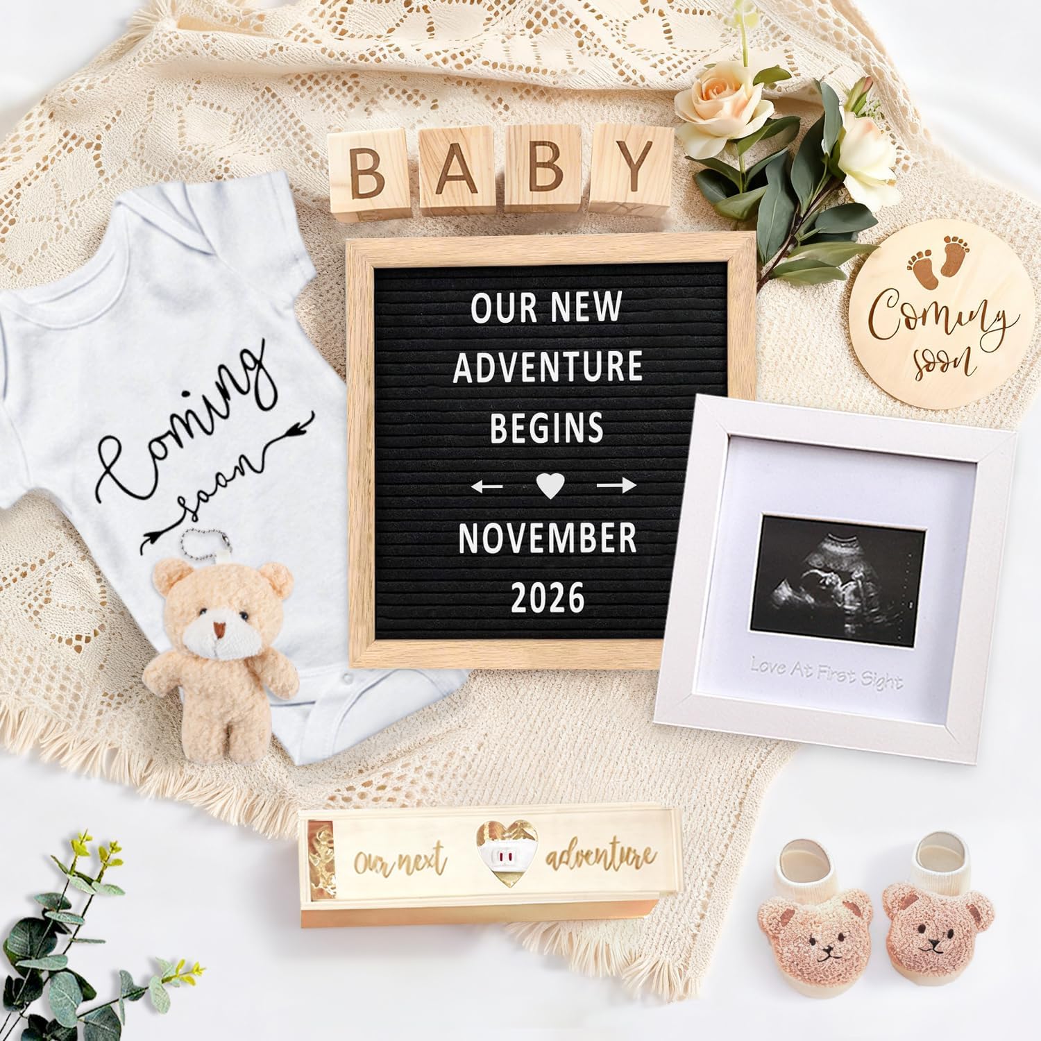 KidSweeties pregnancy announcement set front view premium milestone photo props