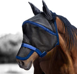 Detailed view of micro-weave ear material on fly mask