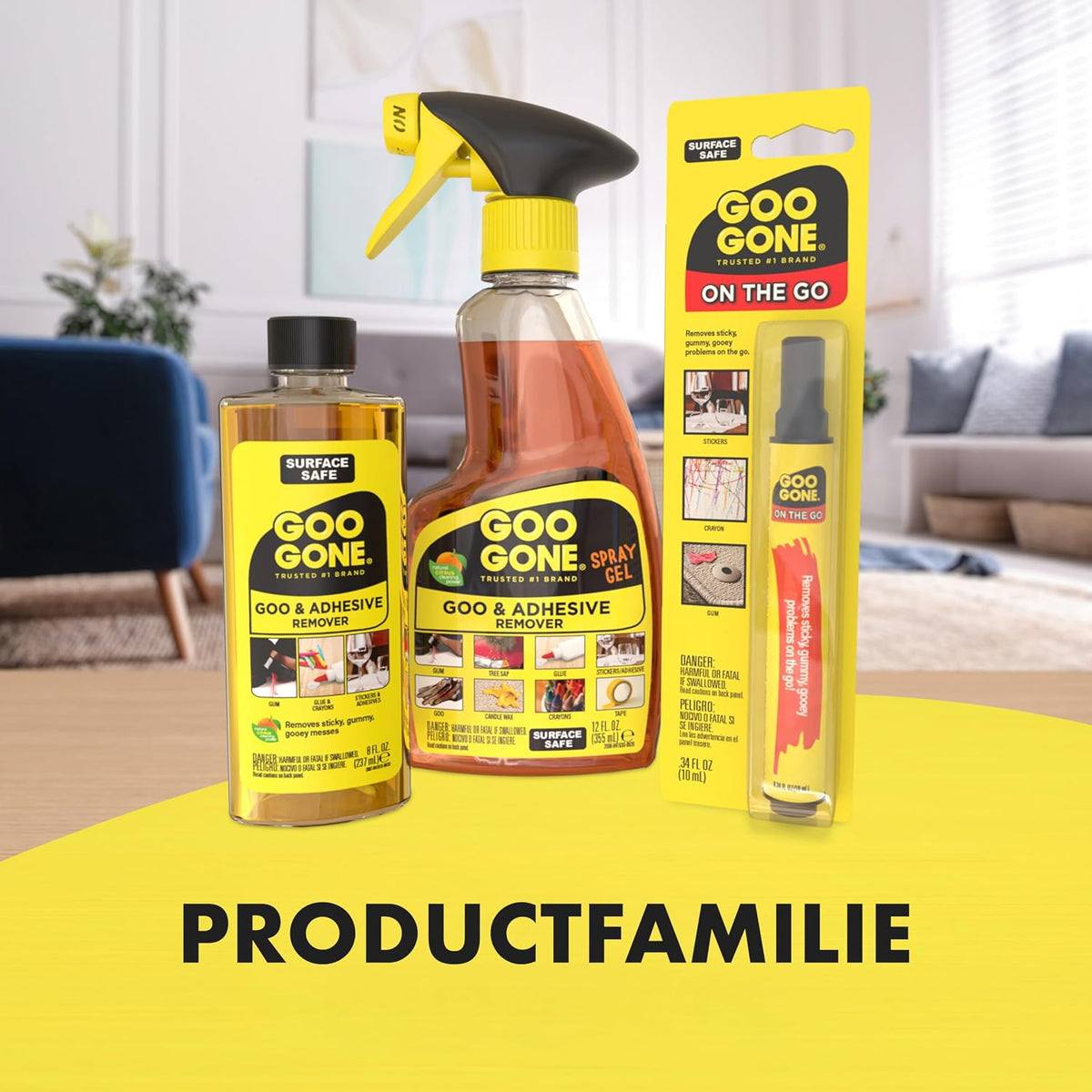 Goo Gone adhesive remover bottle with cleaning tool