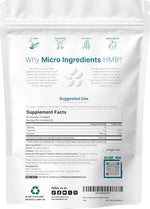 Micro Ingredients HMB softgels nutritional supplement label details