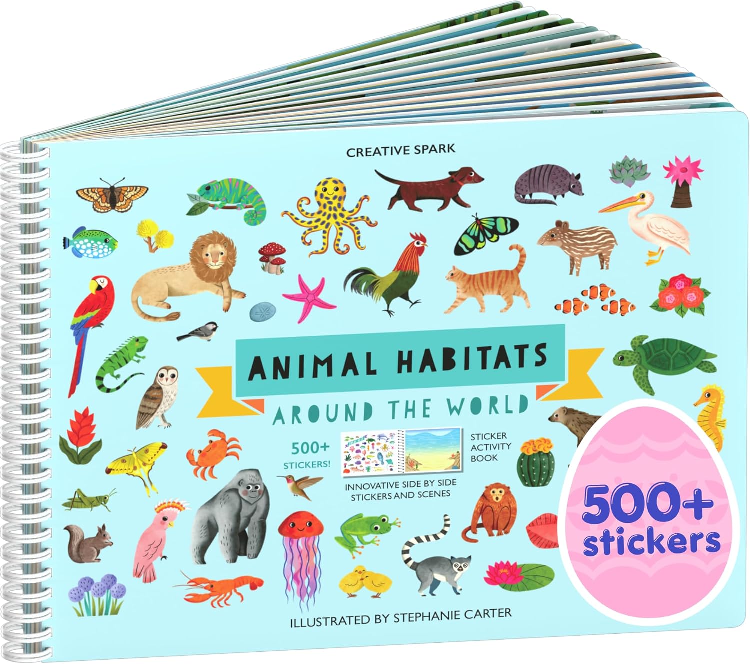Cupkin Animal Habitats Around the World sticker activity book front view showing colorful wildlife illustrations.