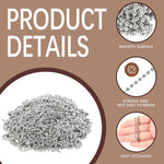 One thousand pieces of silver keychain ball chains for DIY crafts organized in a pile