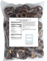 Close up of gourmet chocolate dipped pretzel twists texture