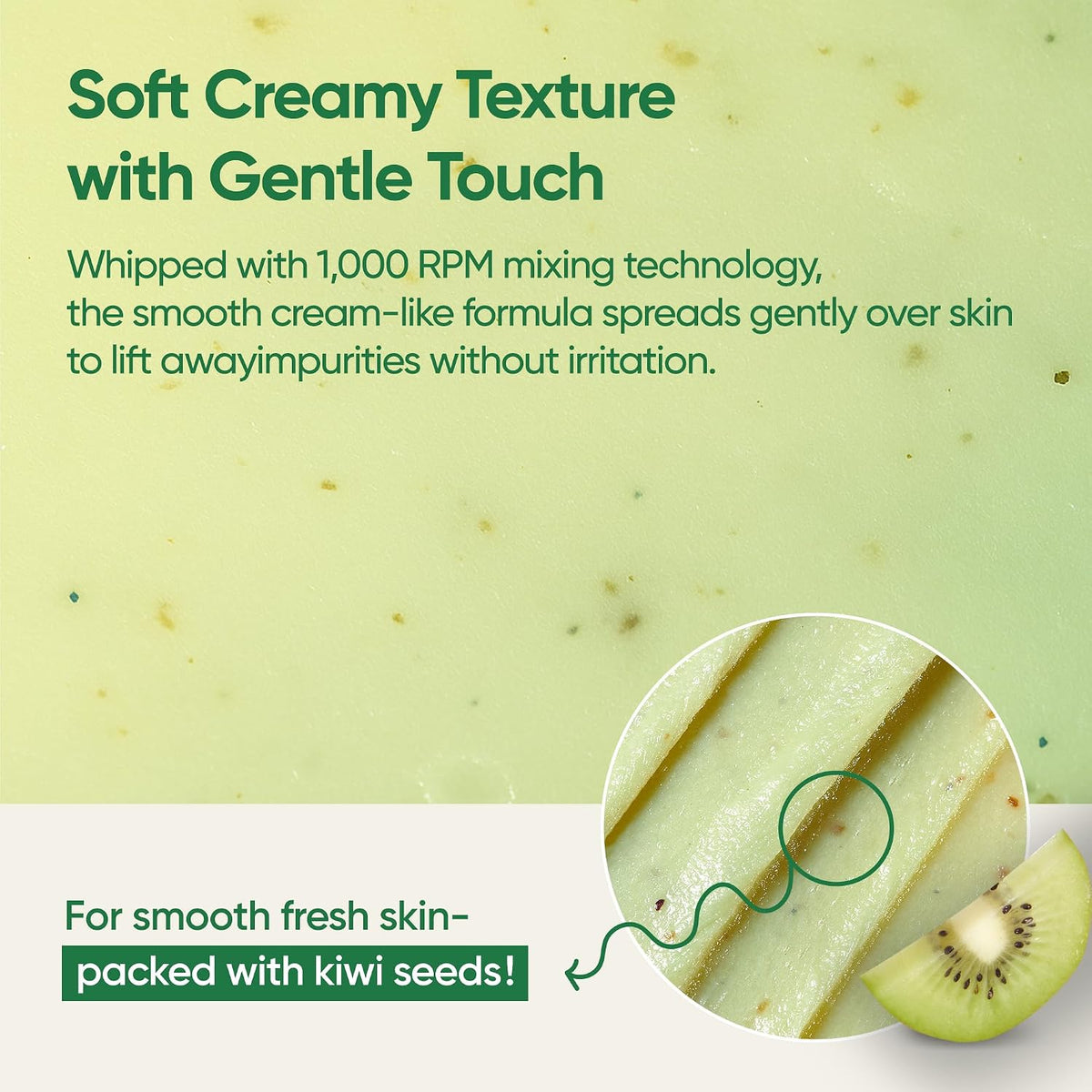 Close up of Banila Co Kiwi Kale cleanser ingredients