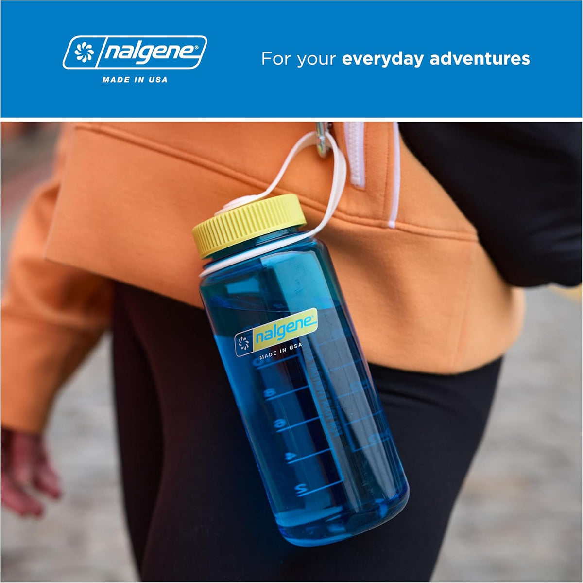 Nalgene 16 Ounce Wide Mouth Water Bottle Denim lifestyle use at gym