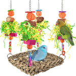 Green variant ERKOON bird toy mat designed for small parrots.