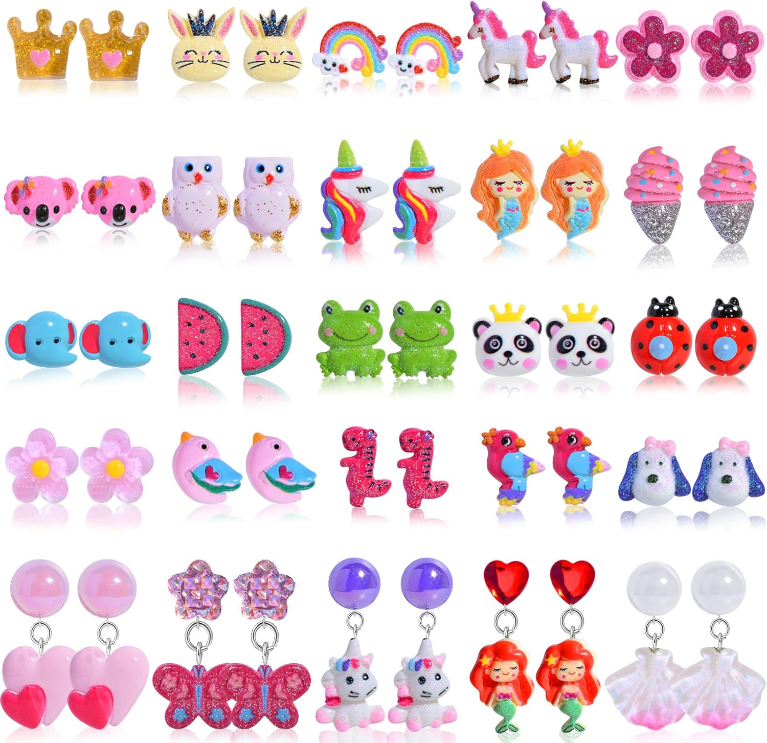 ZPMYi kids clip on earrings front view showing animal designs
