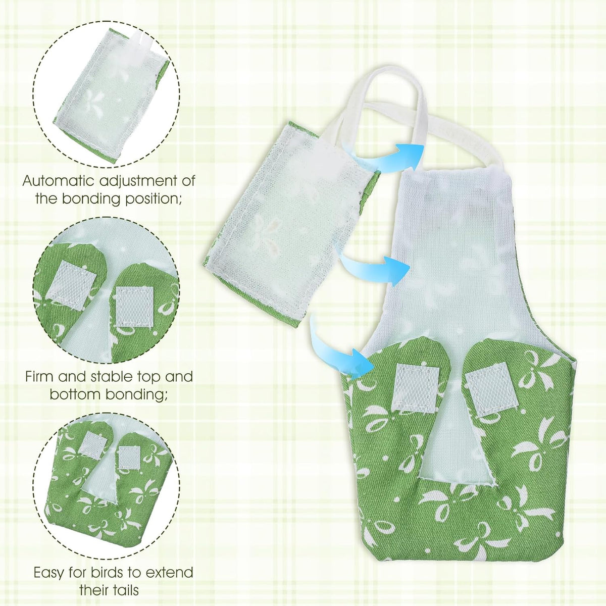 Adjustable bird nappies for cockatiels and parakeets close up view