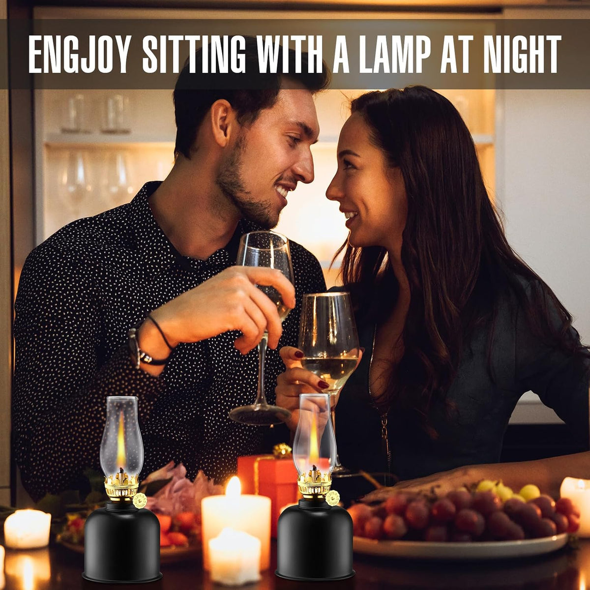 Tujoe vintage oil lamp angle view for home lighting