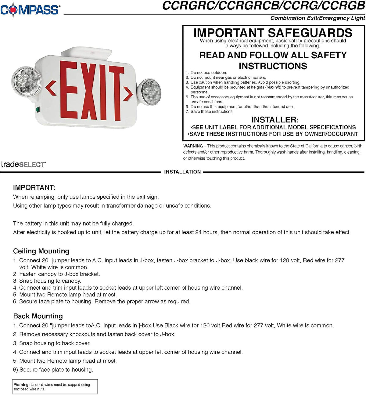 Hubbell CC LED Combination exit/Emergency Round Light, Mounting Type: wall or Ceiling Mount, Face Style: Universal face - Image 12