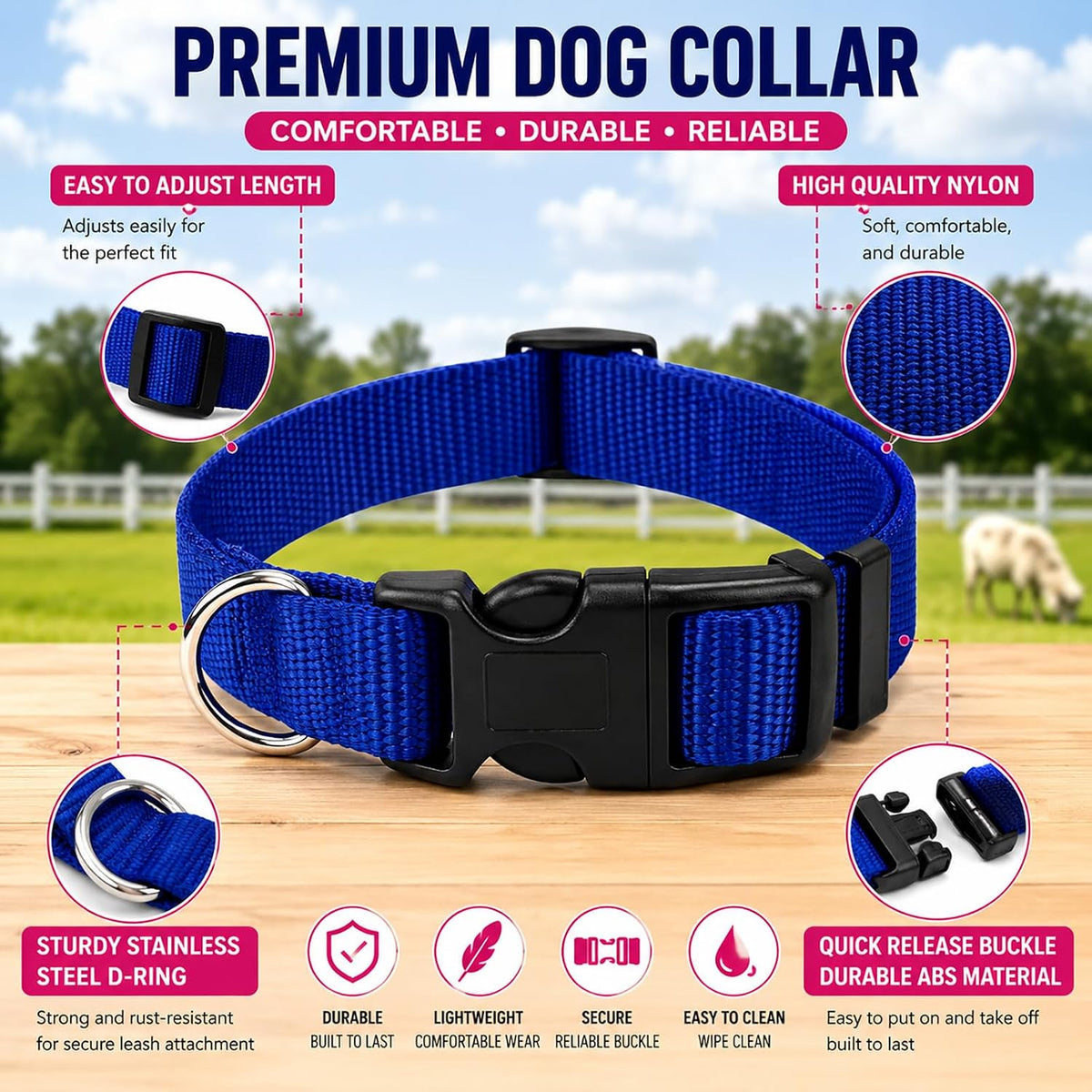 Gindoor anti loss farm animal bell attached to heavy duty stainless steel D ring