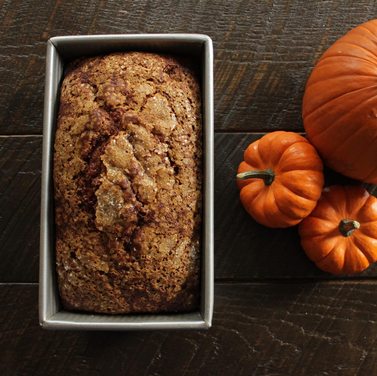 USA Pan 10 by 5 inch loaf pan resting on flat surface
