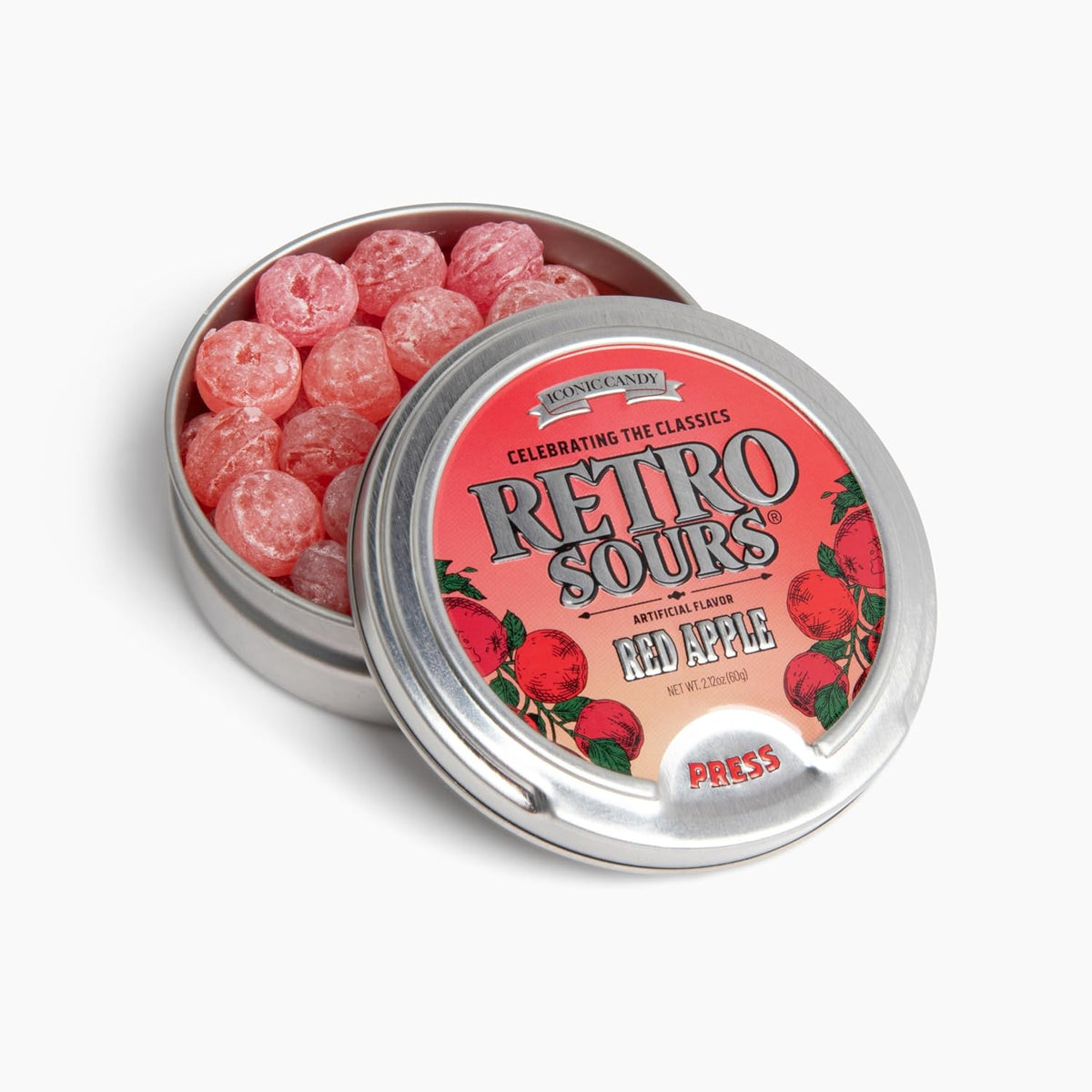 Iconic Candy Retro Sours Citrus flavor tin packaging