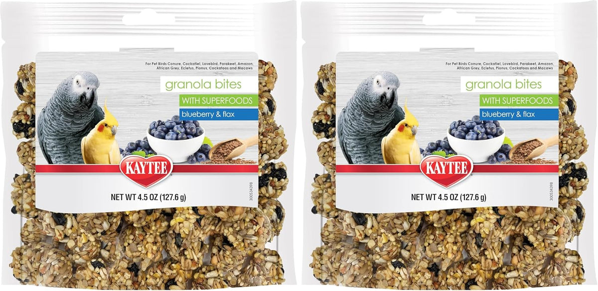 Kaytee 4.50 Ounce granola bites bag back label