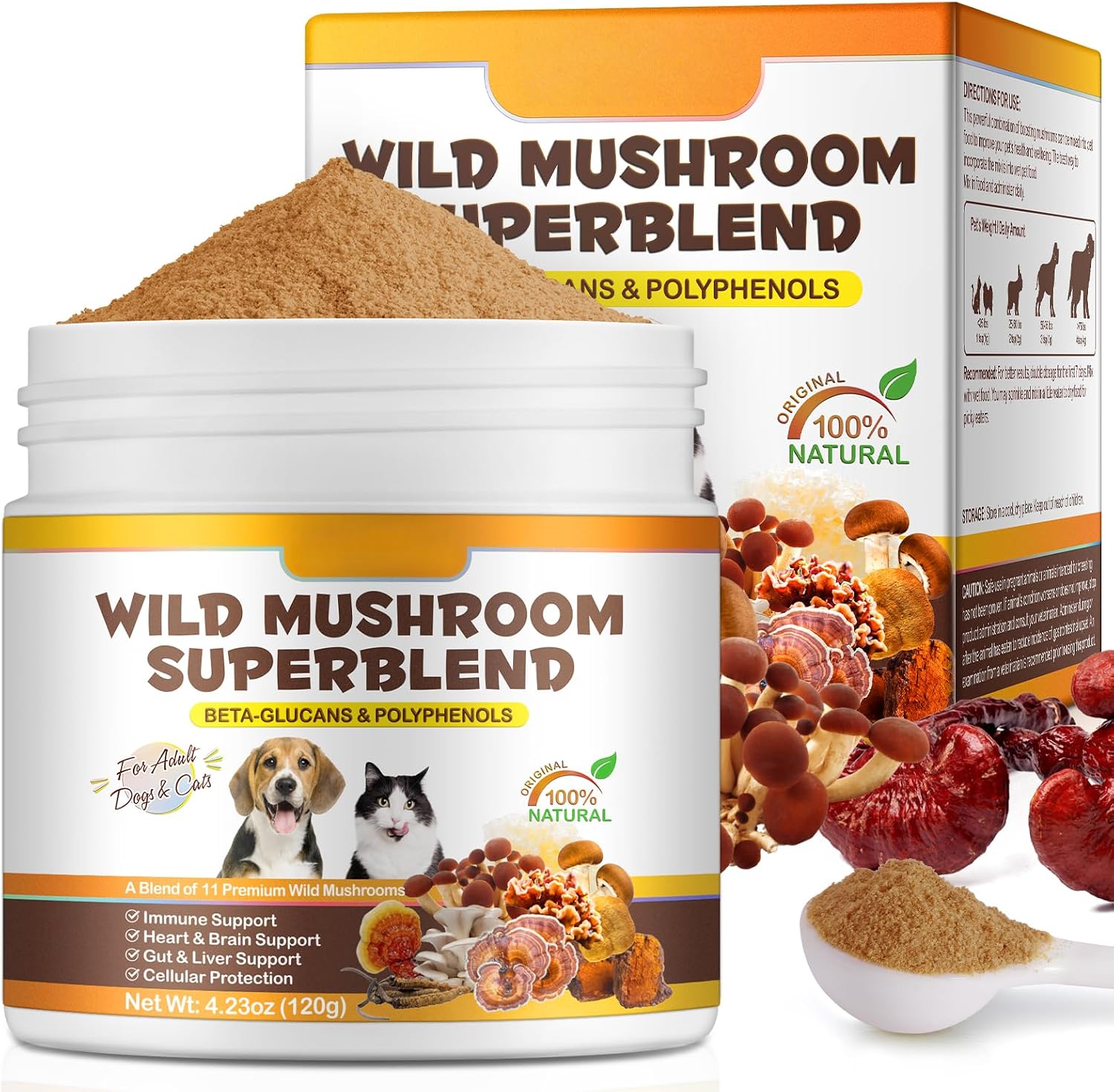 Shuangjia mushroom powder for dogs and cats front view