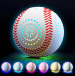 Zaceac LED rechargeable baseball showing the bright glowing surface.