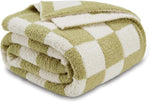 CozeCube Pink White Reversible Checkered Knit Throw Blanket 60"x80" | Super Soft Fullfy Microfiber Knitted Blankets , Warm Cozy Fuzzy Plush Throw, For Couch Bed Sofa - Image 15