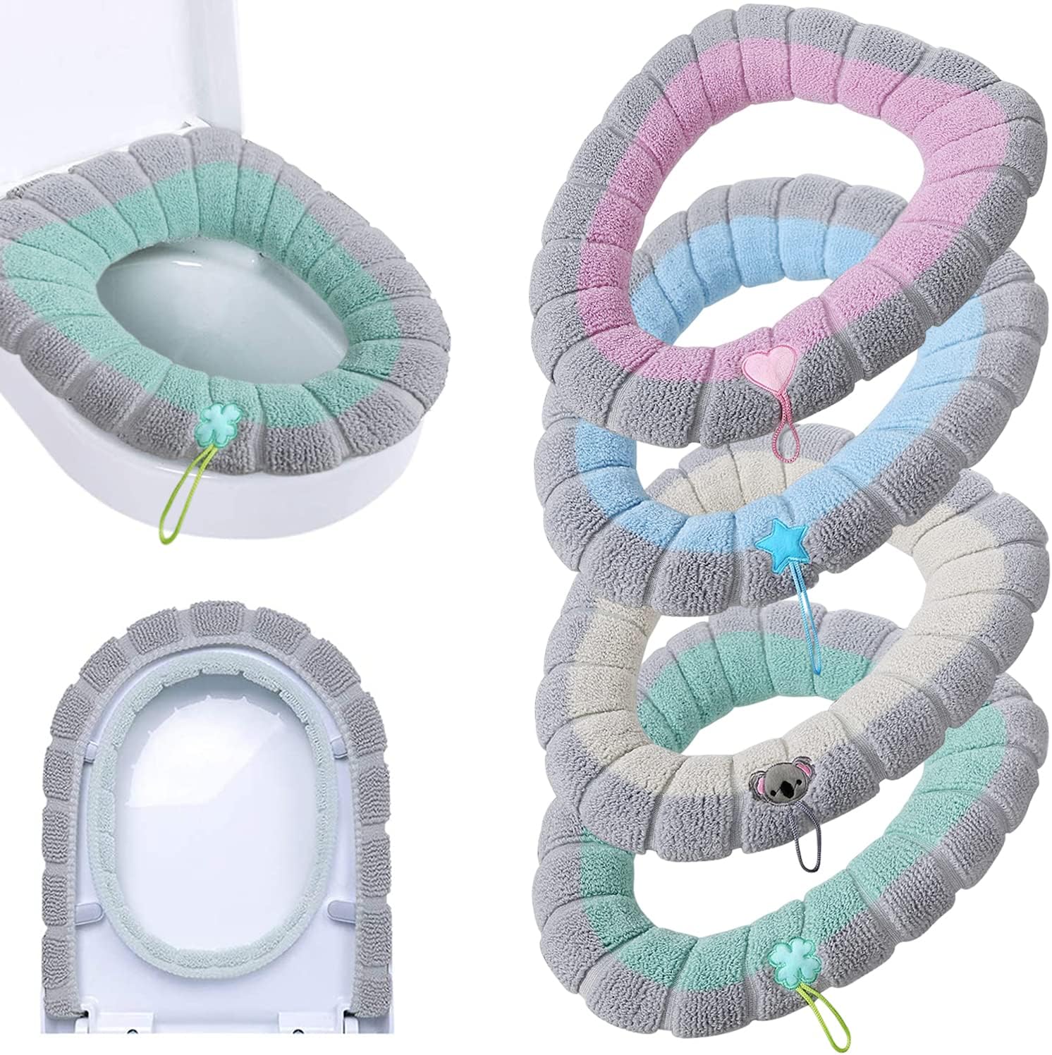 Guojanfon soft toilet seat cover pads front view showing plush texture.