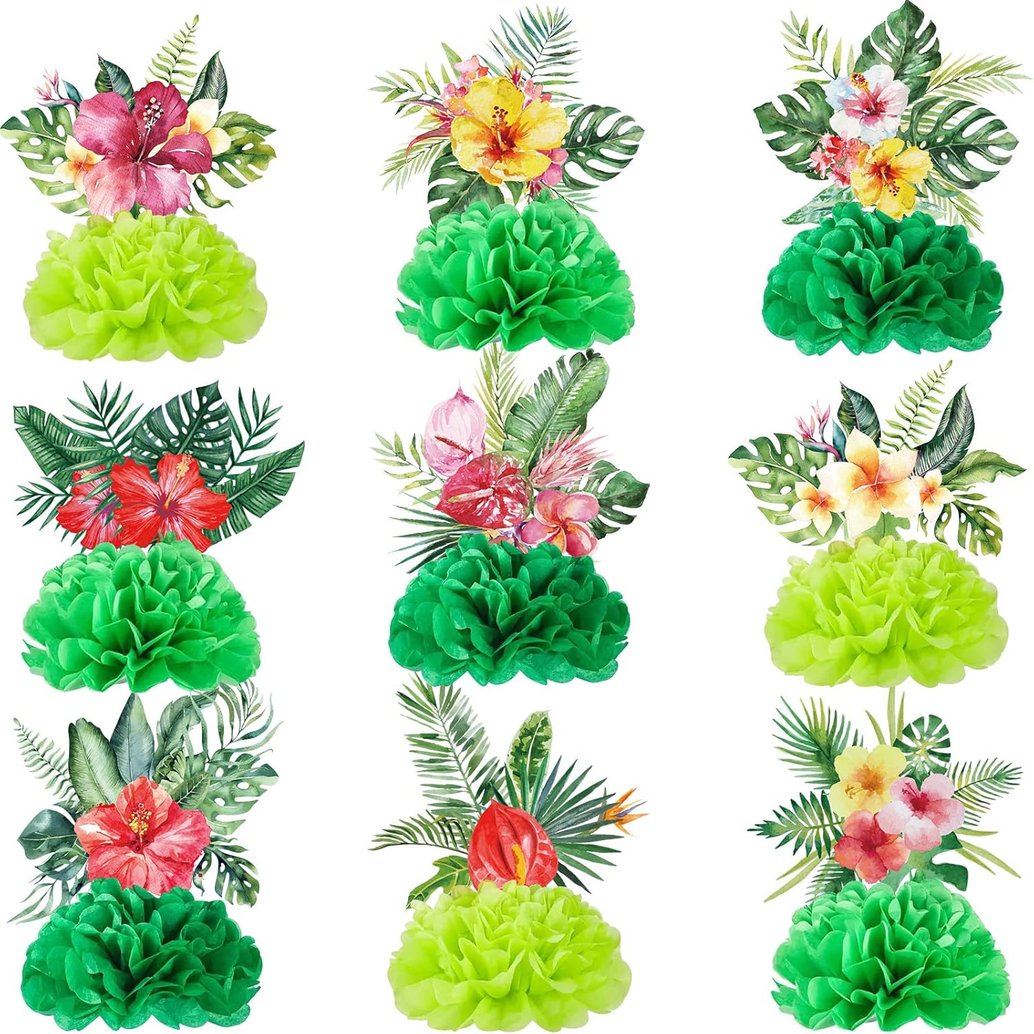 Hotop 9 Pcs Hawaii Luau Party Decorations Honeycomb Centerpieces, Aloha Tropical Theme Table Decorations Tiki Centerpieces for Hawaii Luau Table Decor Tiki Tropical Centerpiece Party Supplies - Image 1