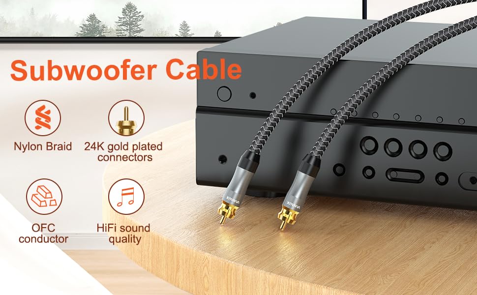 Vanaux high fidelity subwoofer cable professional packaging