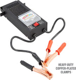 OEMTOOLS battery diagnostic tool displaying shock resistant meter