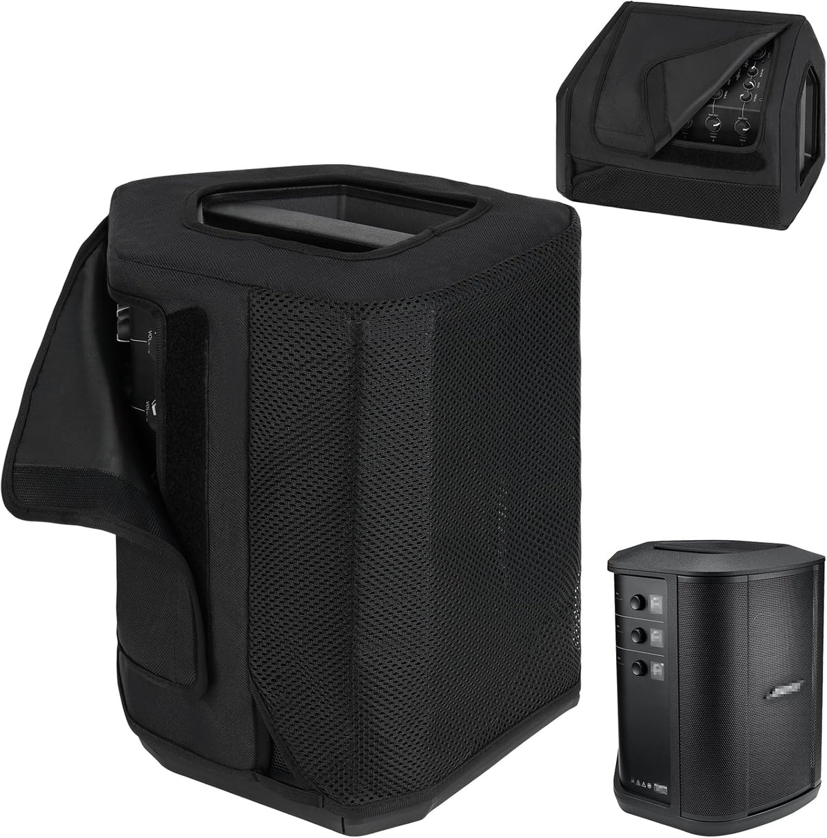 LEFOR-Z Bose S1 Pro Plus speaker cover front view showcasing acoustically transparent black mesh design.