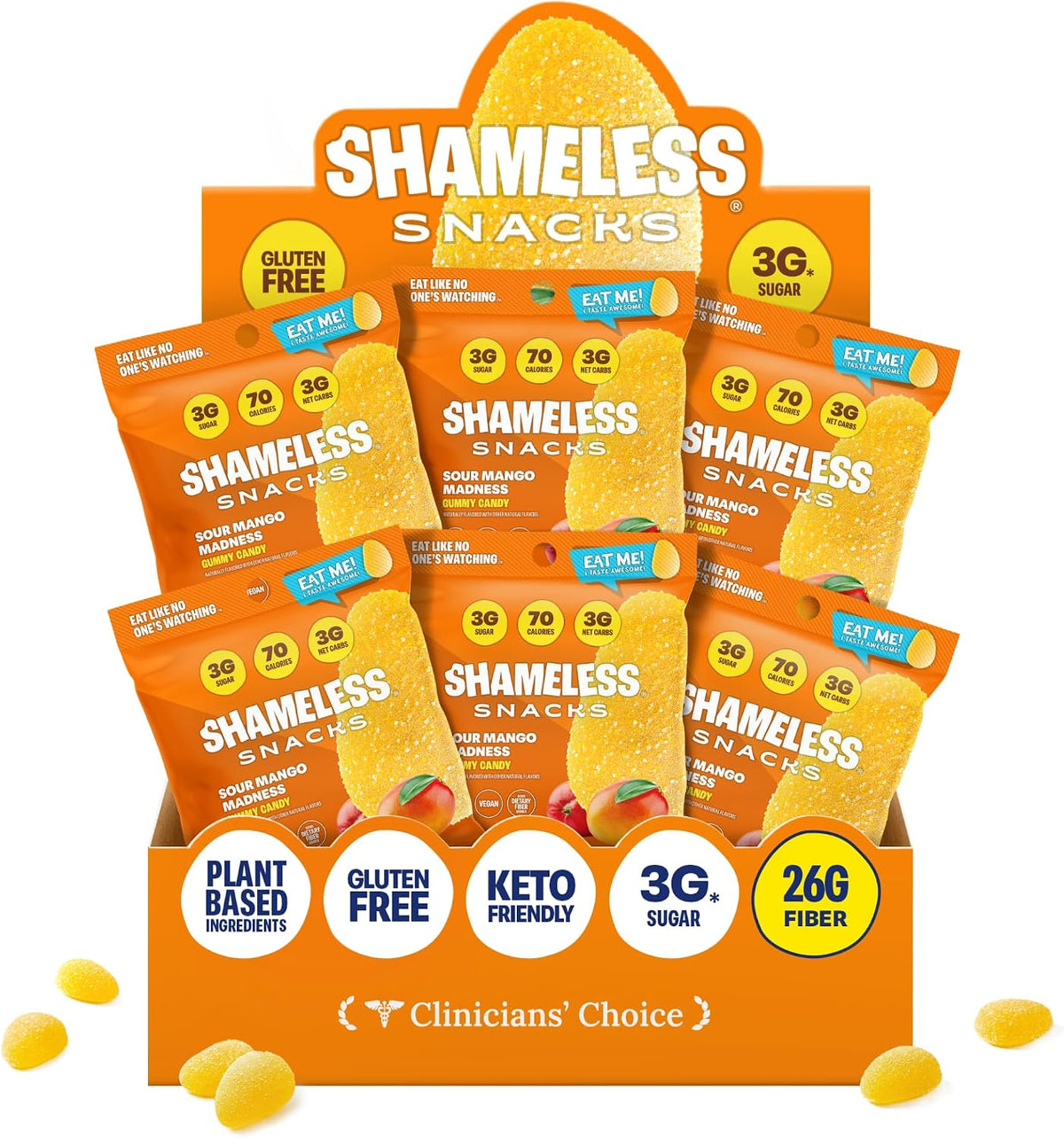 Shameless Snacks Candy Carnival - Sour Candy & Fruit Snacks, Gummy Candy Variety Pack, Strawberry Orange Mango Cola, Keto Snacks 3g Sugar Gluten Free for Kids & Adults - Image 9