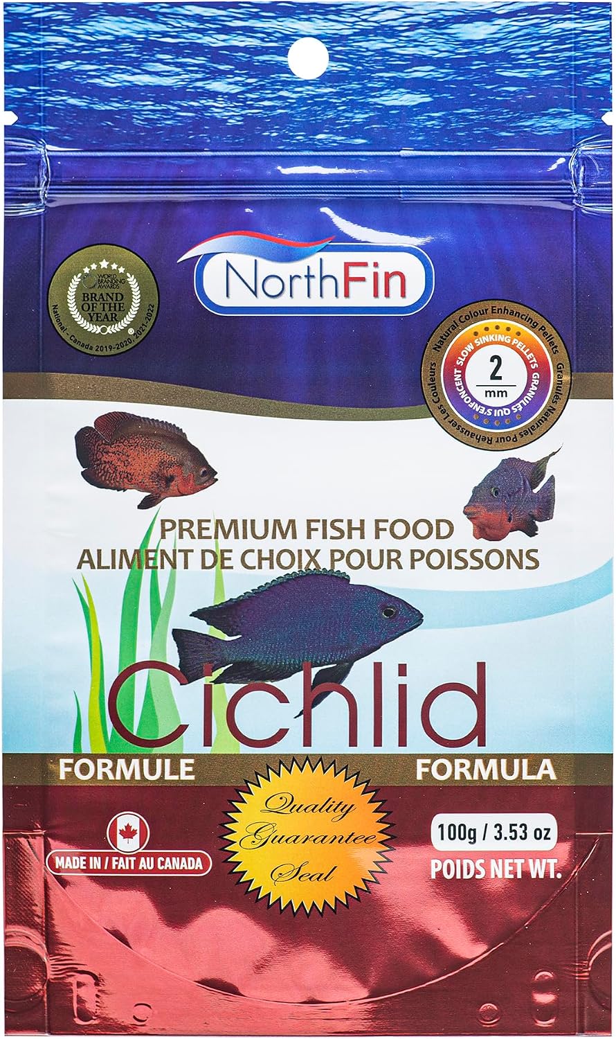 Northfin cichlid fish food front view packaging