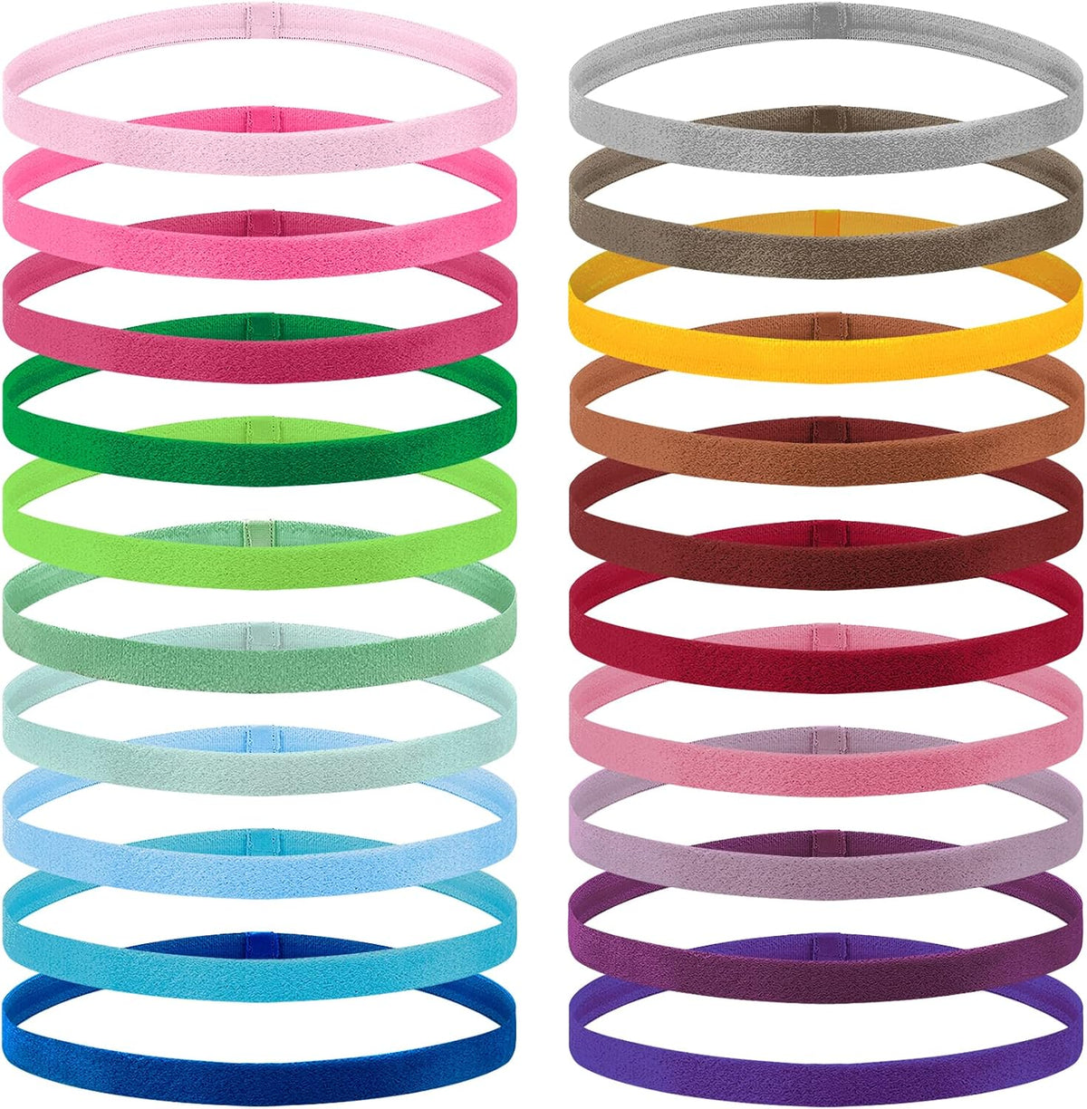 Duufin 20 Pcs Elastic Headbands Non Slip Grip Thin Sport Elastic Headband | for Women Men Girls Colorful Workout Headbands, 20 Colors - Image 13