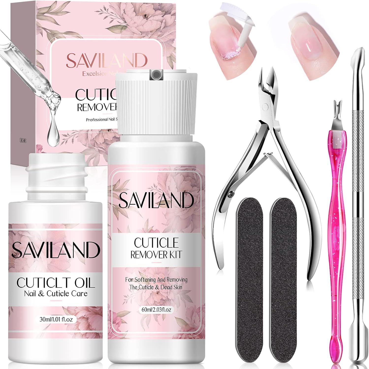 Saviland Cuticle Remover and Cuticle Oil Kit front view