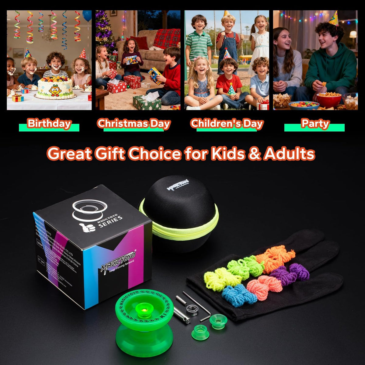 MAGICYOYO K1 Plus Glow in the Dark Green YoYo with hubstacks