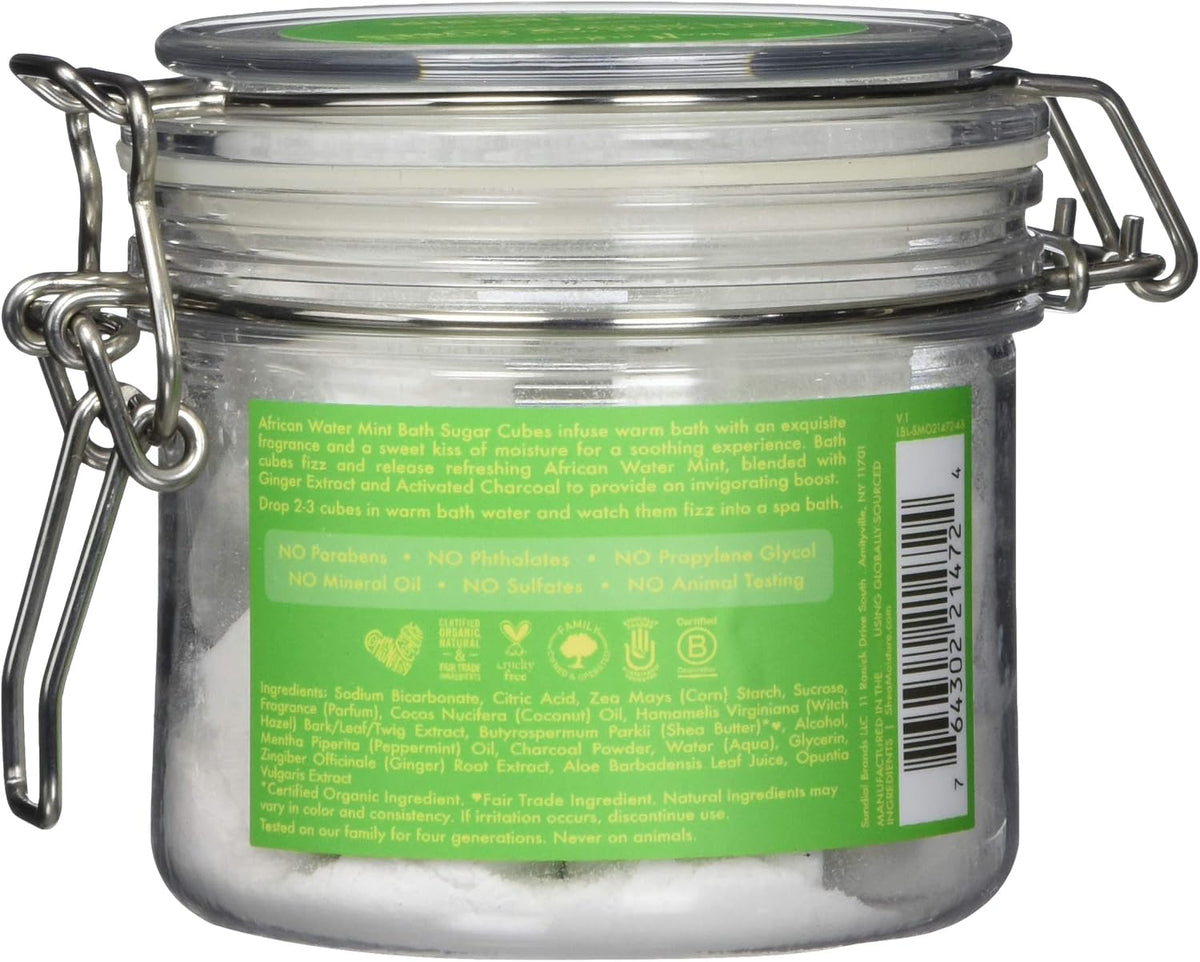 Shea Moisture African Water Mint and Ginger Bath Sugar Cubes label and ingredients detail