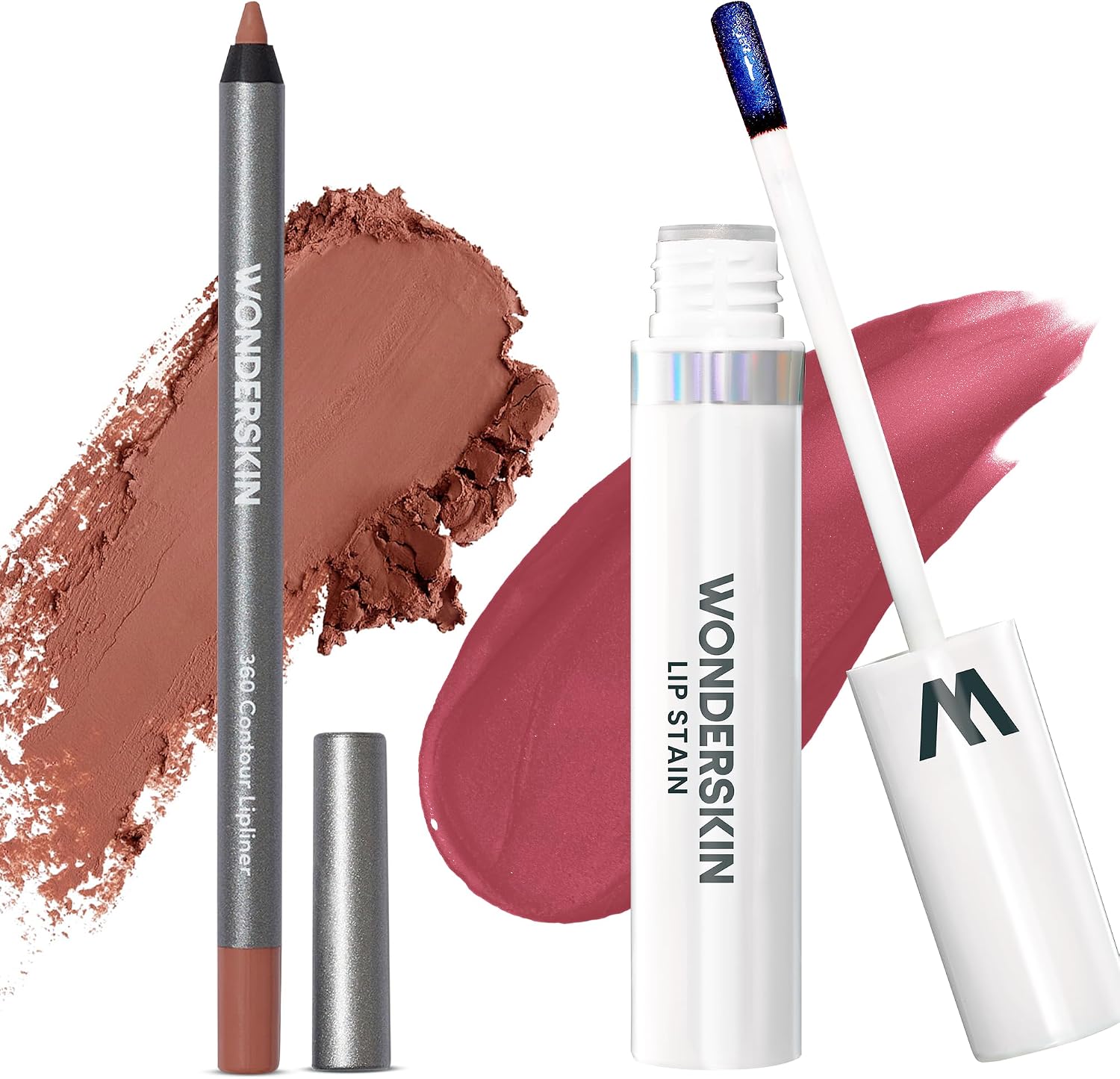 Wonderskin Wonderblading Lip Stain Masque Charming and Saddle Liner front view packaging