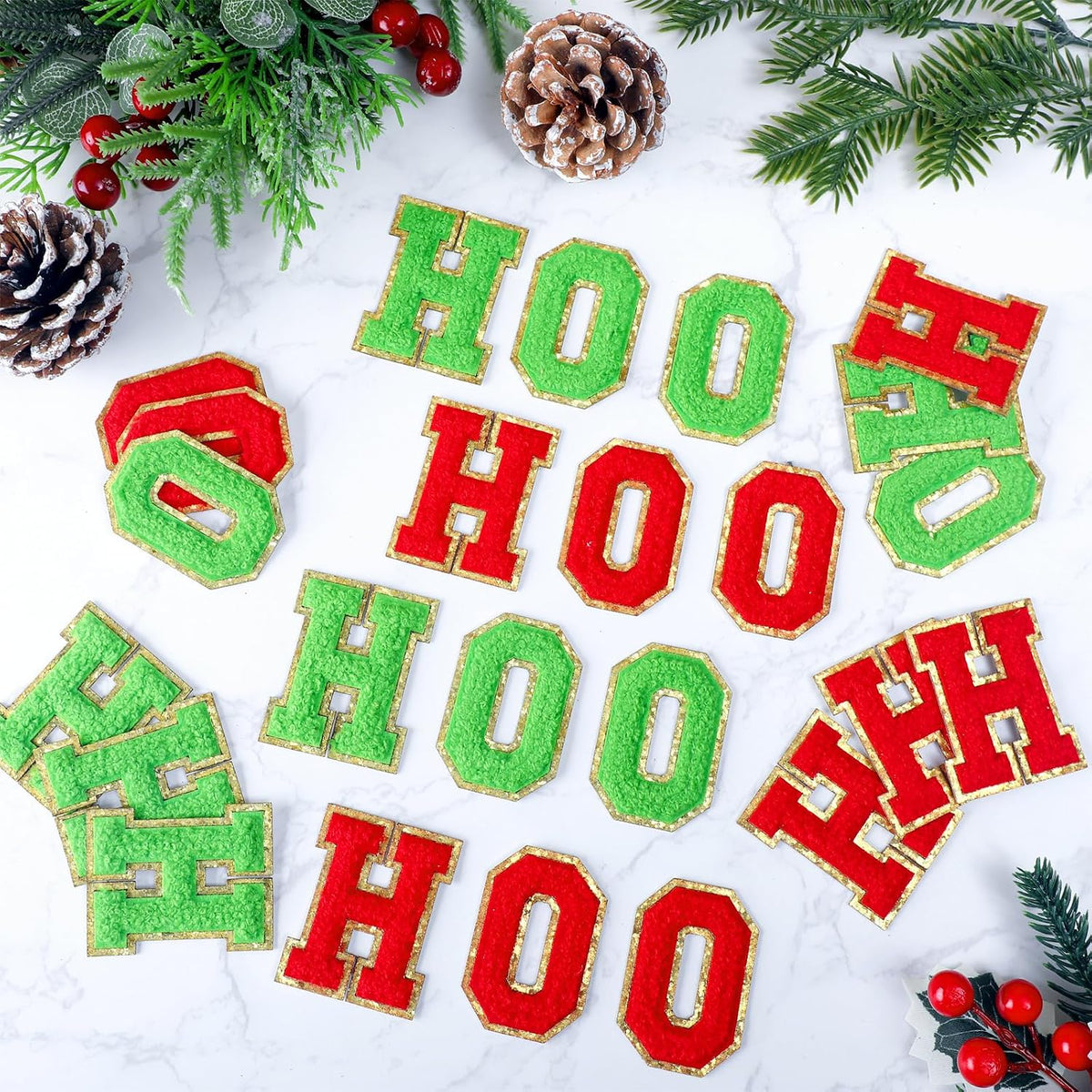 Knitgrip self adhesive holiday patches close up of chenille texture