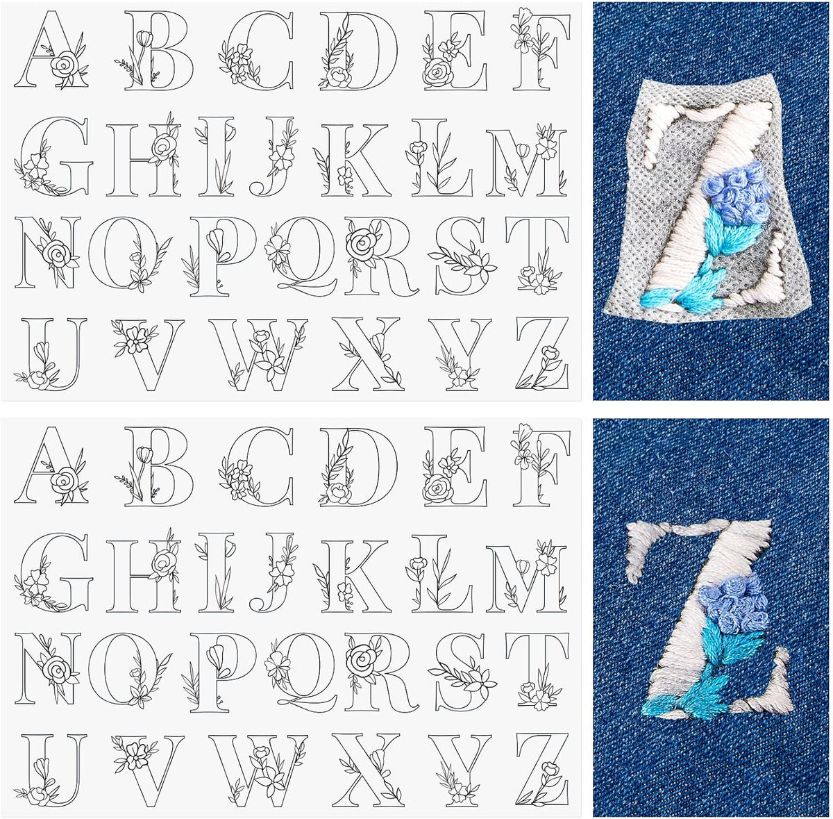 50 Pcs Water Soluble Wash Away Hand Sewing Stabilizers for Embroidery Fabric Embroidery Stabilizers with Boho Pattern for Hand Sewing Lover (Blossom) - Image 10