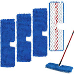 Unbranded mop head replacement 4 pack front view showing blue chenille side for dry sweeping floors.