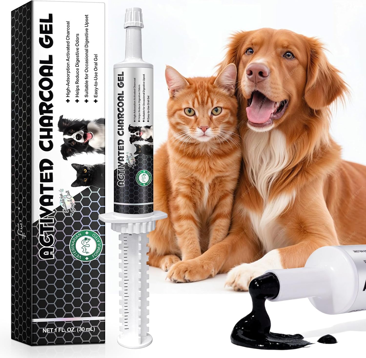 MXCZBSM activated charcoal pet paste front view packaging