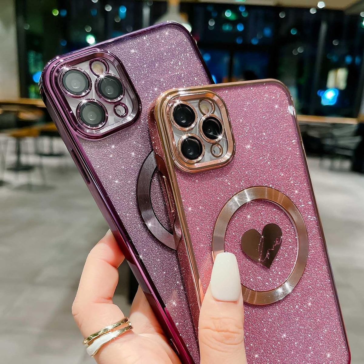 HYUEKOKO glitter phone case angled perspective shot