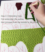 Clberni punch needle kit printed monk cloth pattern detail