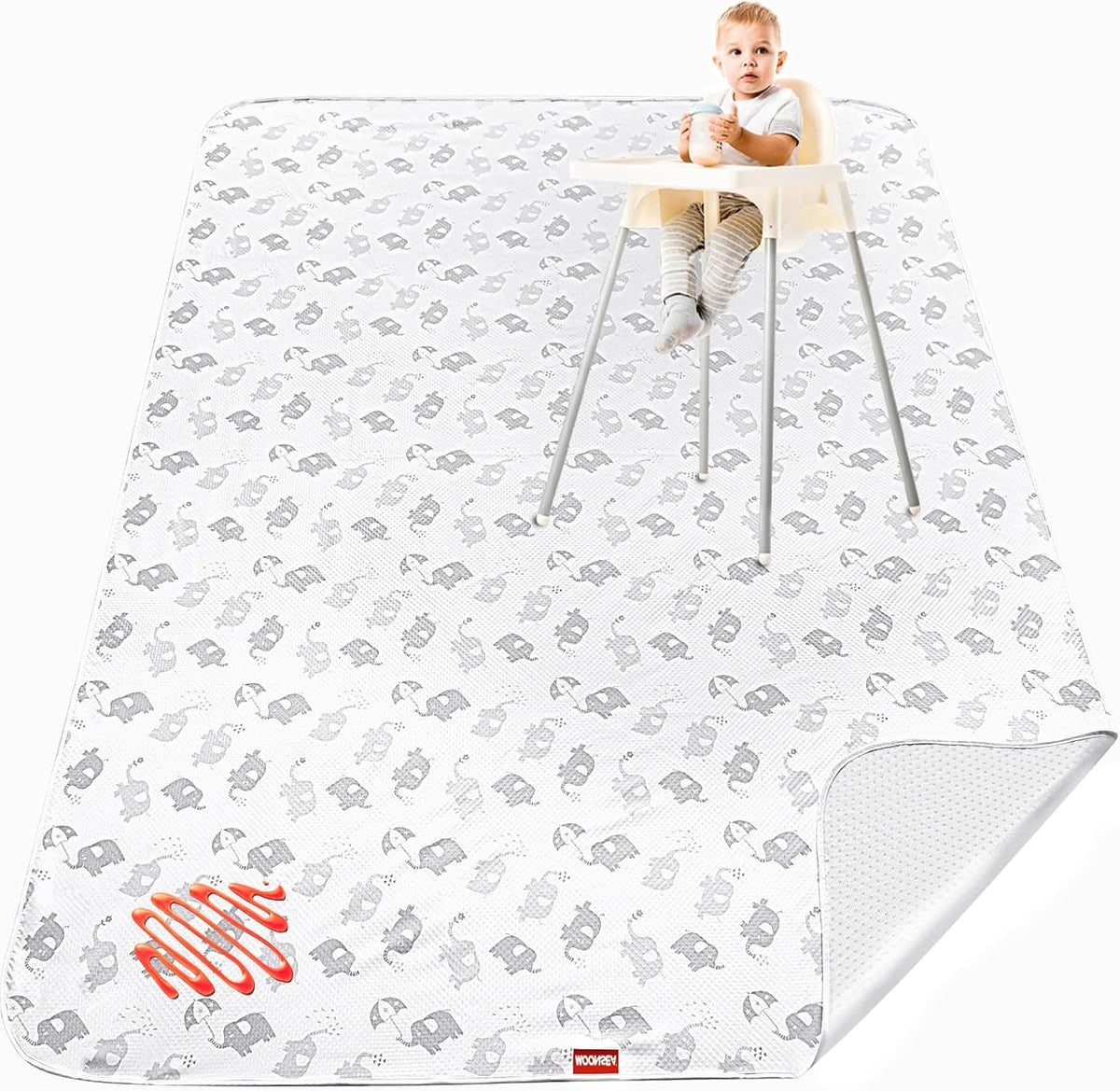 Splat Mat Under High Chair Mat for Baby's Mealtime,Green Flower, 42x46Inch - Image 10