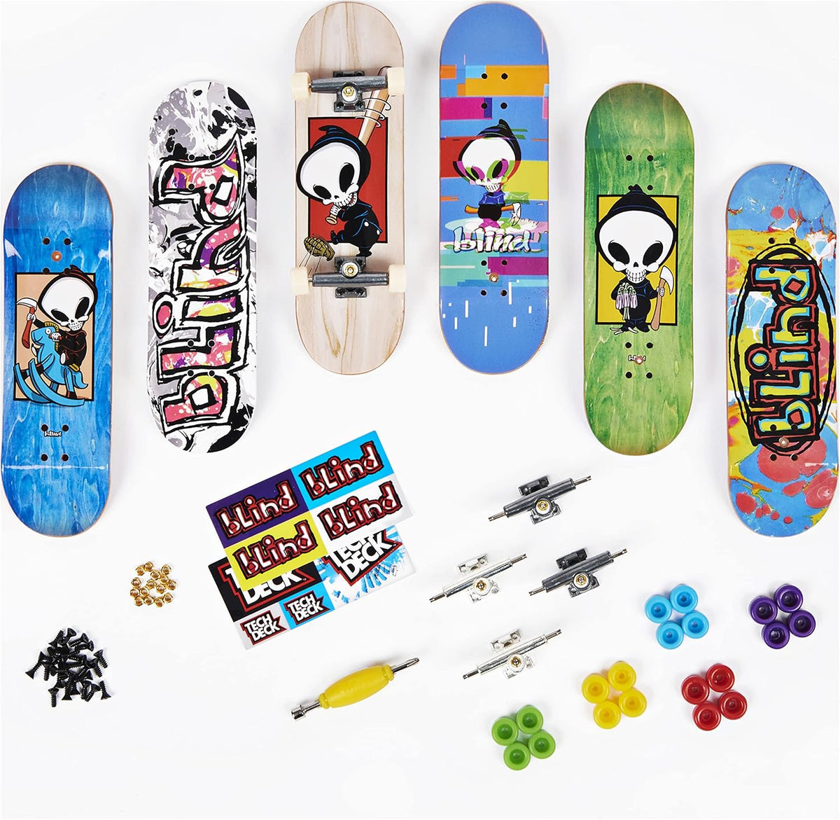 Tech Deck collectible mini skateboards sticker sheets and tools