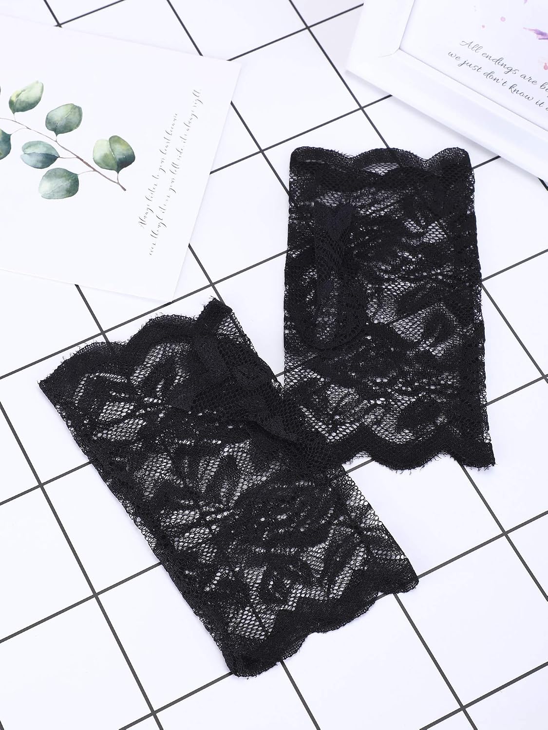 Skylety floral lace gloves side angle view
