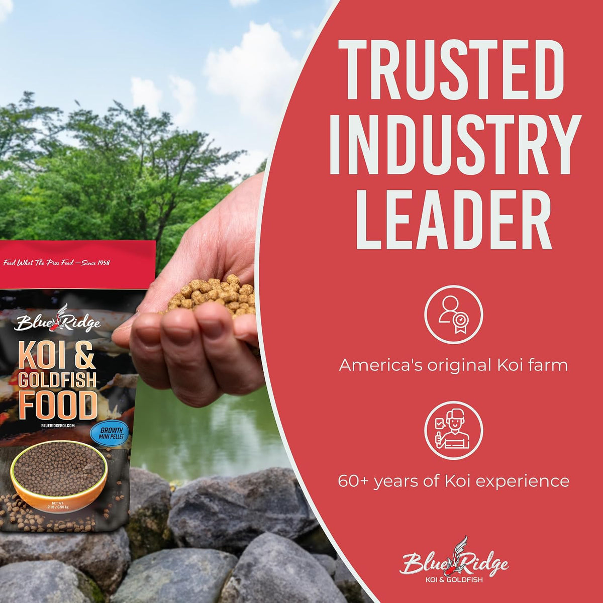 Blue Ridge koi growth formula pellets grain size