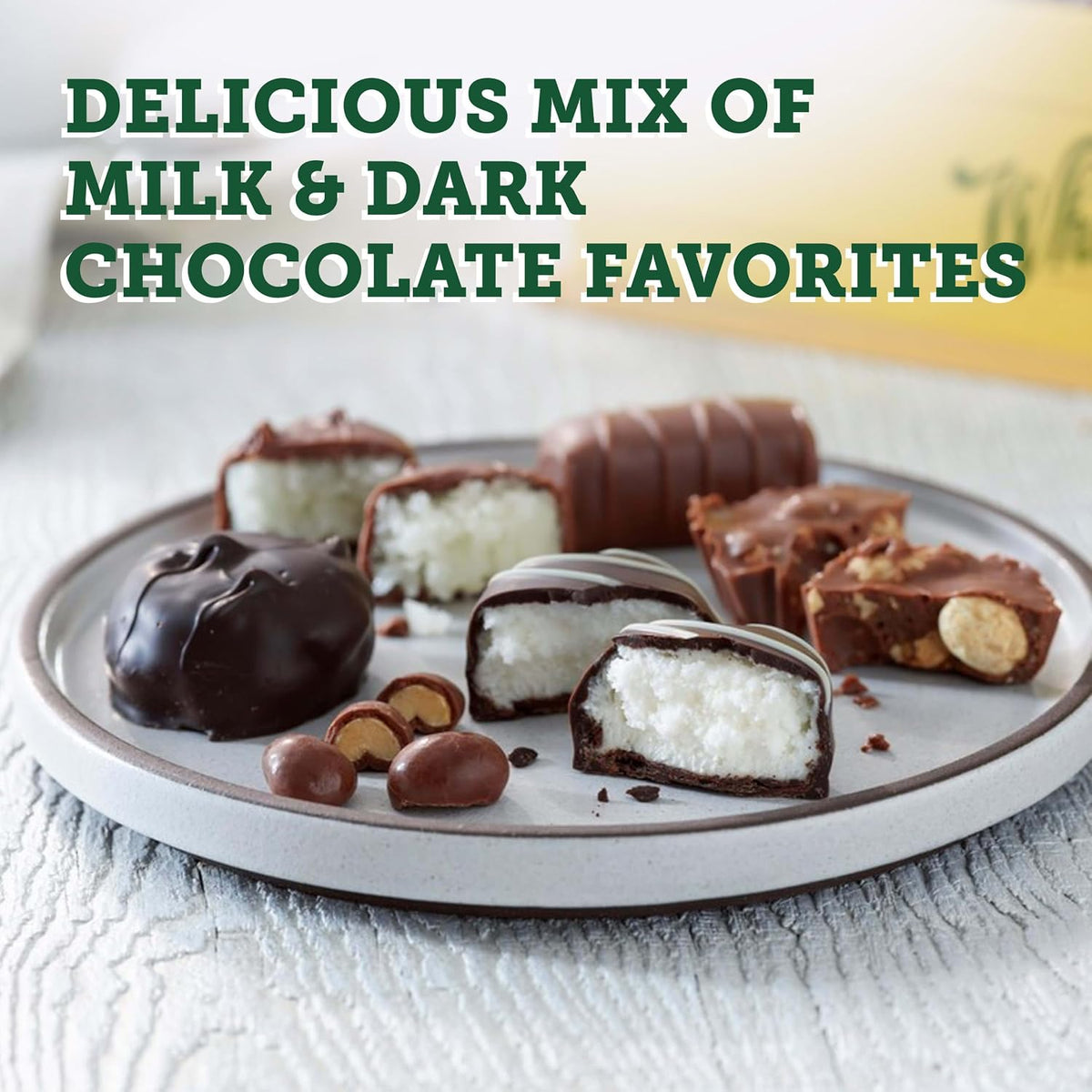Premium imported chocolate gift box surrounded by elegant Mother's Day themed decorations.