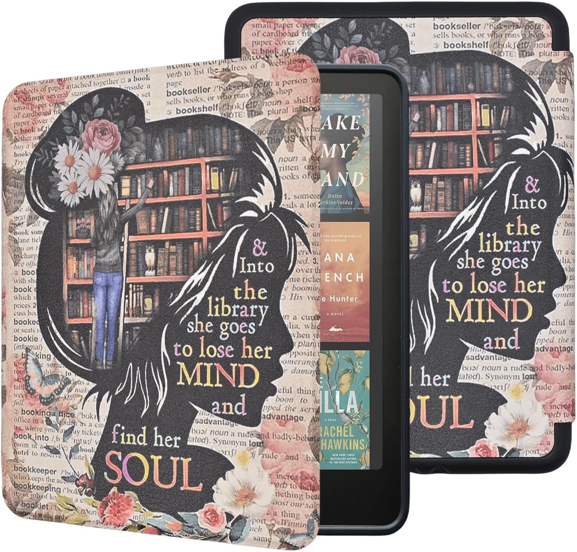 Tpacc Kindle Paperwhite 2024 protective case front view with book lovers design