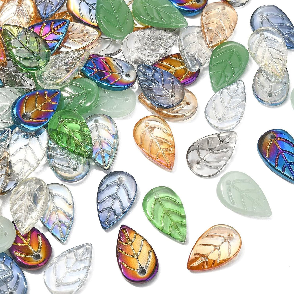LiQunSweet 100 Pcs Glass Crystal Charms Glitter Mini Plant Leaf Charm for Jewelry Making DIY Accessories - Image 9